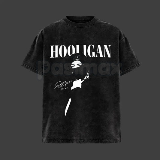 Hooligan Vintage Washed T-Shirt – Retro Distressed Graphic Tee, Lightweight Cotton Underground Streetwear Top