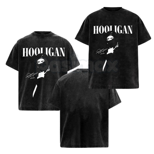Hooligan Vintage Washed T-Shirt – Retro Distressed Graphic Tee, Lightweight Cotton Underground Streetwear Top